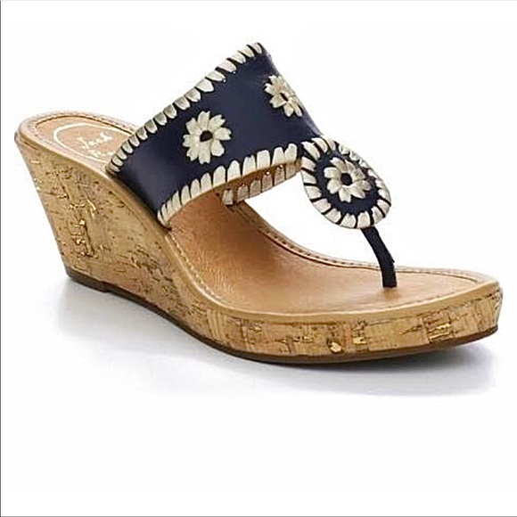 Jack Rogers Shoes - Jack Rogers Marabella navy wedge thong sandals 8